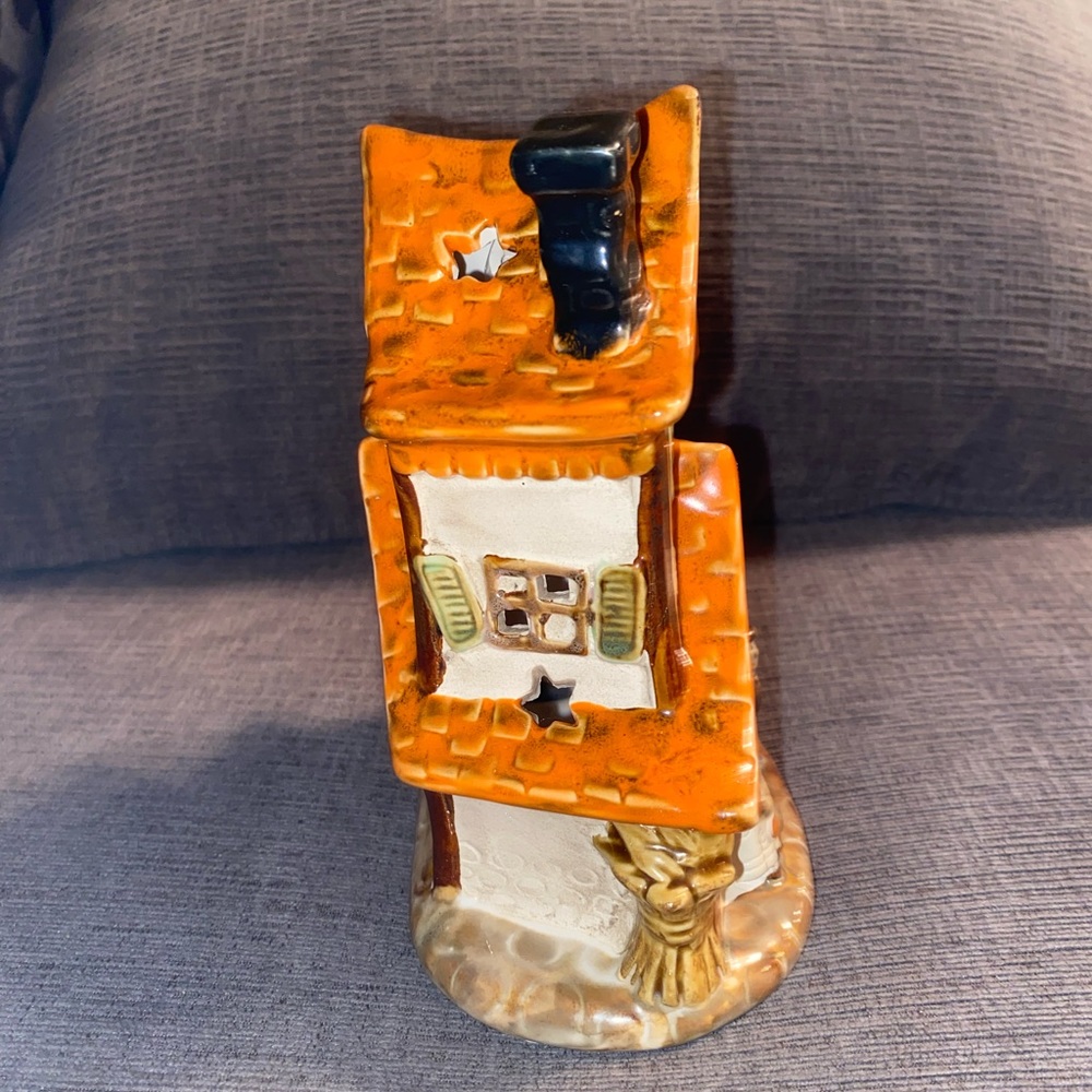 Vintage Bisque Ceramic Halloween House Tea Light Candle Holder - Picture 3 of 8